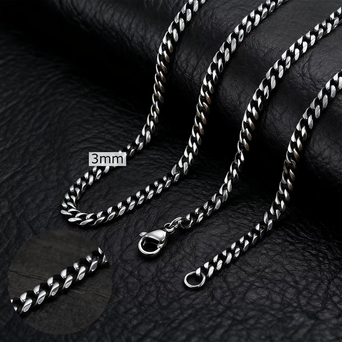 3-11MM Classic Cuban Chain Necklace for Men Women,Silver Black Gold Grey Color Stainless Steel Chains,Basic Punk Jewelry Gift