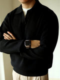 Casual Knitwear Mens Polo Shirt Knitted Long Sleeve Turn-Down Collar Sweater Men Leisure Solid Color Jumper Tops Men'S Sweaters