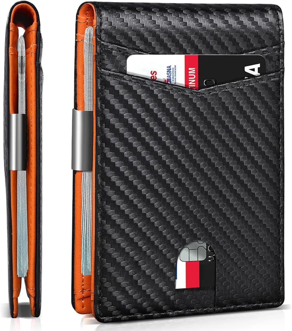 Wallet for Men Slim, Genuine Leather Mens Wallet RFID Blocking Credit Card Holder with Money Clip Holiday Gifts