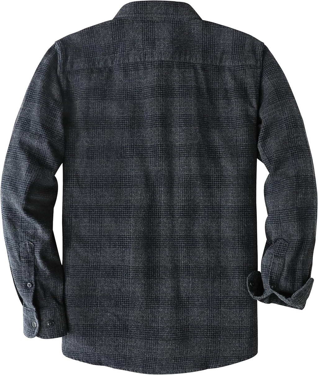 ® 6 Oz Flannel Shirt for Men Cotton Casual Button down Long Sleeve | 100% Cotton Flannel Cozy Vintage Work One Pocket Plaid Soft Lightweight Warm Easy Care Regular Fit Mens Fall Shirts