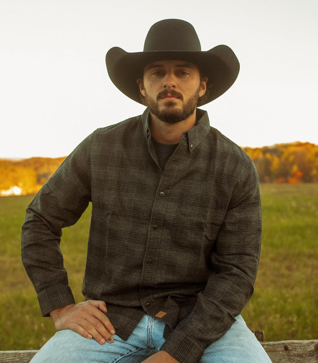 ® 6 Oz Flannel Shirt for Men Cotton Casual Button down Long Sleeve | 100% Cotton Flannel Cozy Vintage Work One Pocket Plaid Soft Lightweight Warm Easy Care Regular Fit Mens Fall Shirts