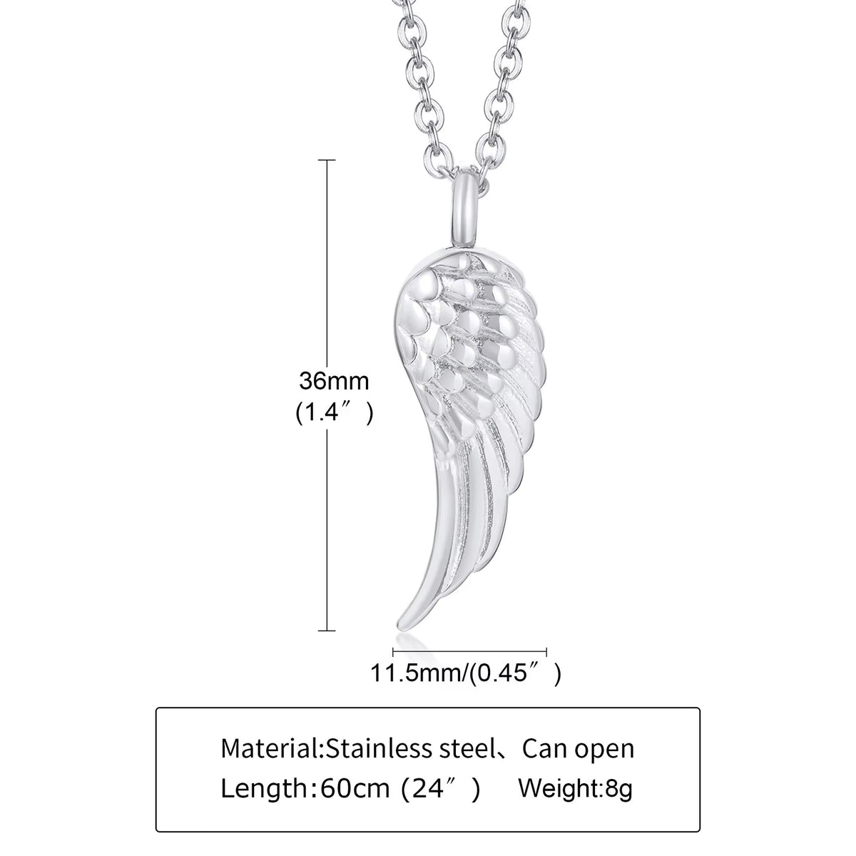 Angel Wing Cremation Necklace for Women Men,Stainless Steel Urn Pendant Ashes Holder Memorial Jewelry,Keepsake Gift